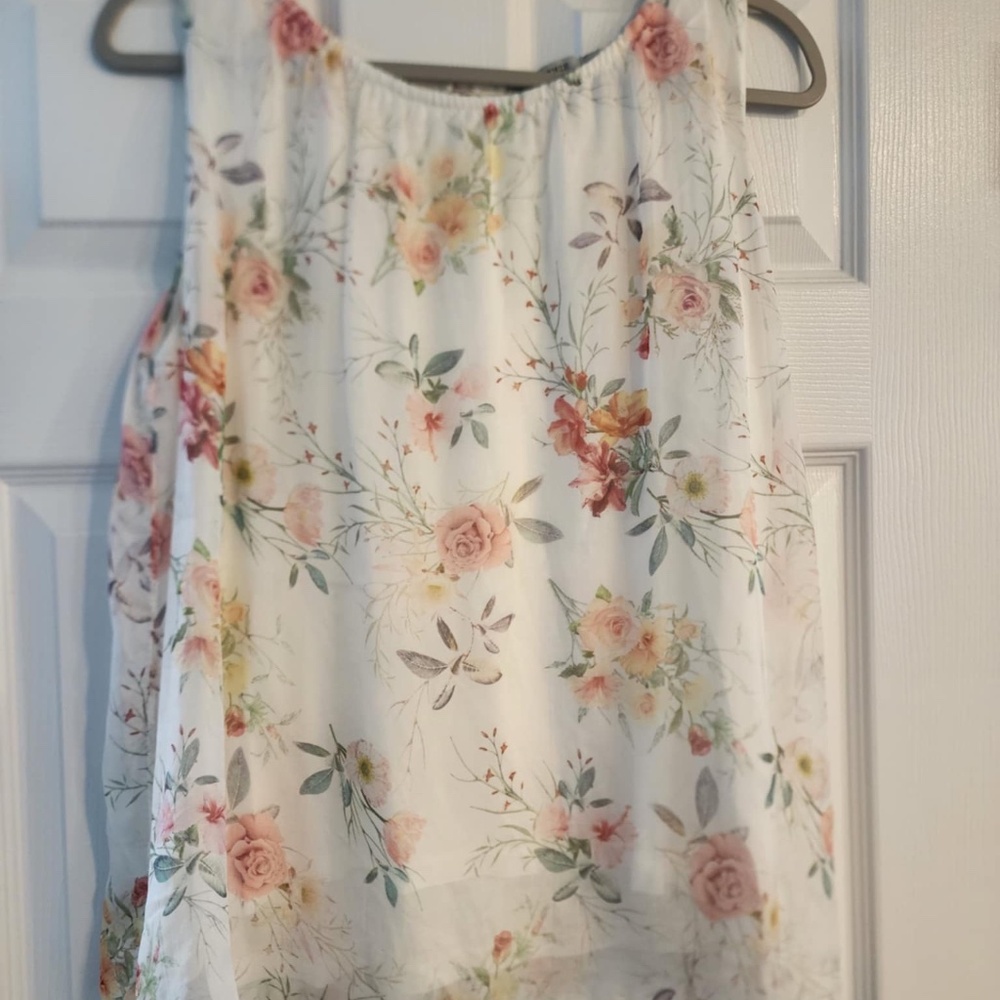 Made in Italy sheer overlay floral top